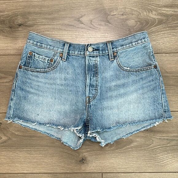 Levi's Pants - Levi’s 501 High Rise Button Fly Cut Off Blue‎ Jean Shorts Size 30